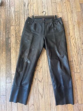 Danier Black Straight-Leg Leather Jeans